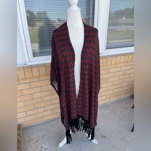 Roper WOMENS RED AND BLUE CHEVRON PRINT PONCHO Size XL NEW!